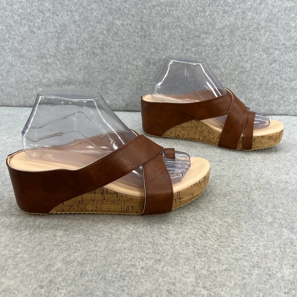 ROSY Platform Wedge Heel-Toe Wrap-Sandal - Brown -Women Size 8 *NEW - Picture 5 of 11